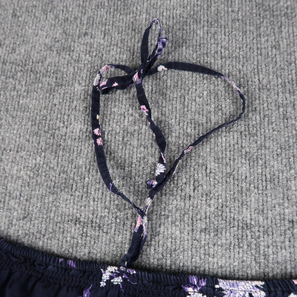 BB Dakota Top Womens XL Navy Blue Purple Floral Print Halter Cotton Summer Boho - Picture 3 of 11